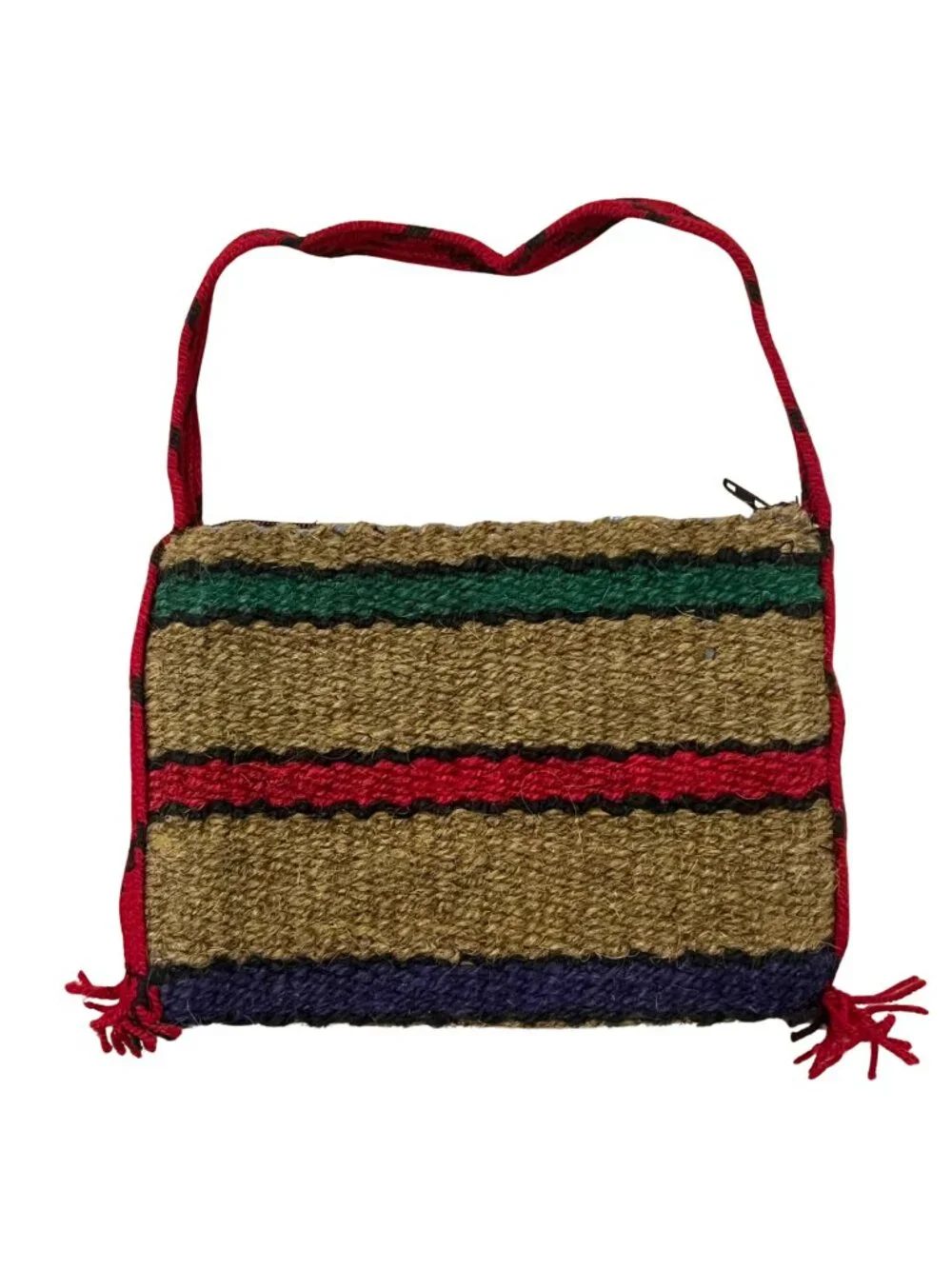 NWOT Children's Striped Woven Wool Purse Bag from Tibet w/ Evil Eye Charm